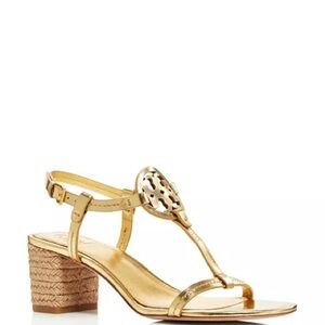 Tory Burch Miller Leather T-Strap Block Heel Sandals